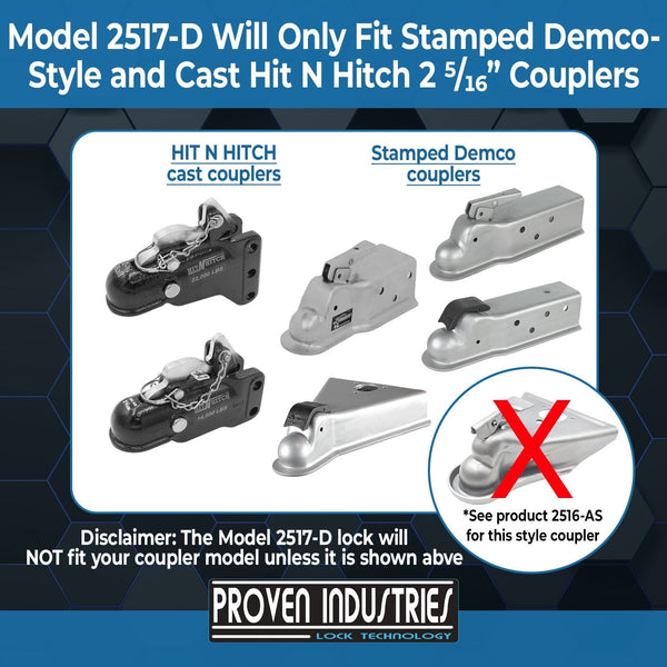 Model 2517-D 2 5/16'' Trailer Coupler Locks Proven Locks 